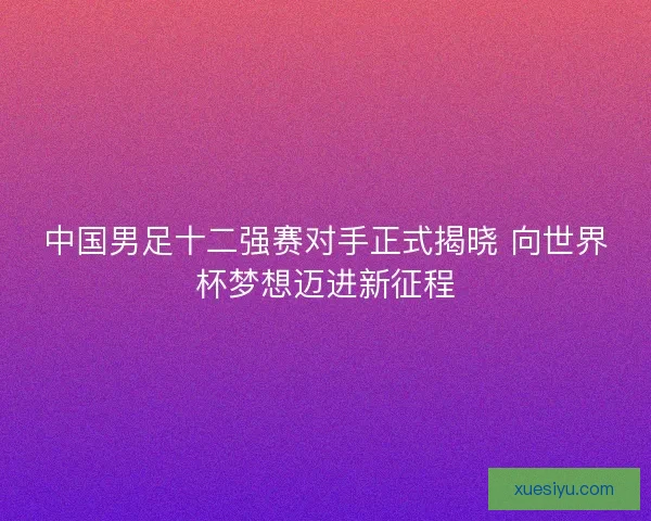 中国男足十二强赛对手正式揭晓 向世界杯梦想迈进新征程