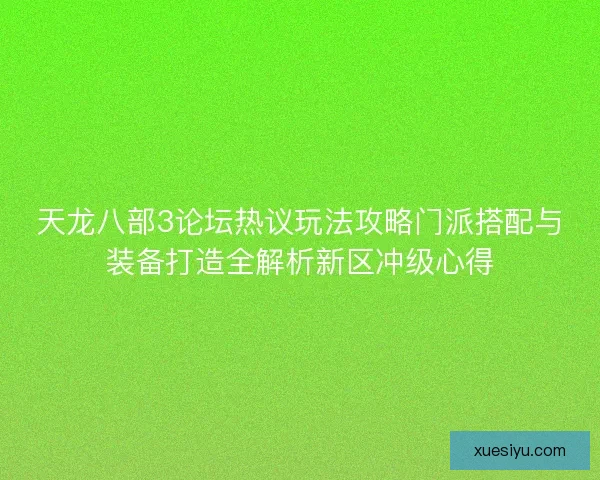 天龙八部3论坛热议玩法攻略门派搭配与装备打造全解析新区冲级心得